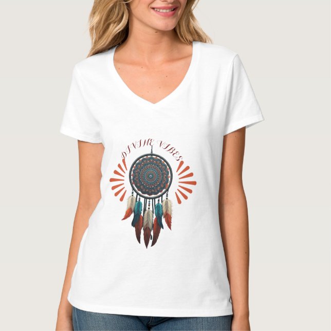 T - Shirt "Divine Vibes" - Boho Dreamcatcher Desig (Vorderseite)