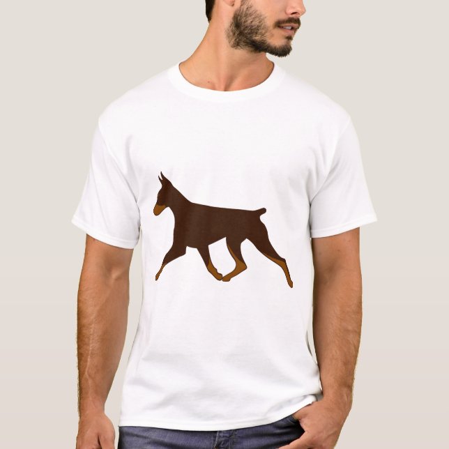 T - Shirt - Doberman, geerntet in Rot und Rost (Vorderseite)