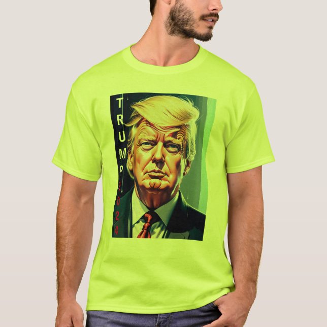 T - Shirt DONALD TRUMP 2024 - SICHERHEITSGRÜNE (Vorderseite)