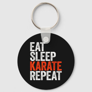T-Shirt Eat Sleep Karate Repeat Männer Frauen Kind Schlüsselanhänger