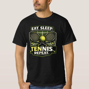 T-Shirt 'Eat Sleep Tennis Repeat' – Lustiges Tenni