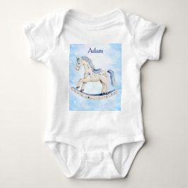 T-Shirt-Editable Blue Chinoserie Baby Strampler