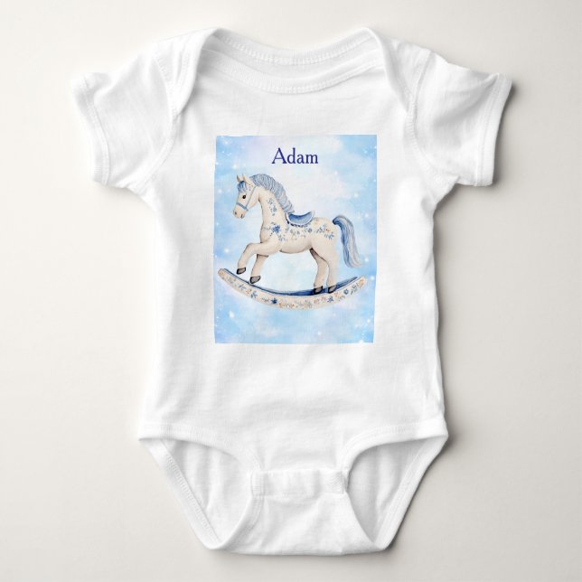 T-Shirt-Editable Blue Chinoserie Baby Strampler (Vorderseite)