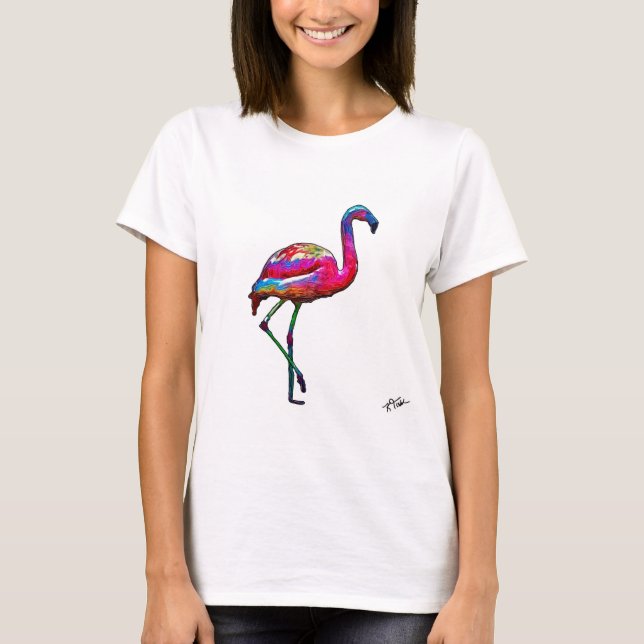 T - Shirt eines abstrakten Flamingos (Vorderseite)