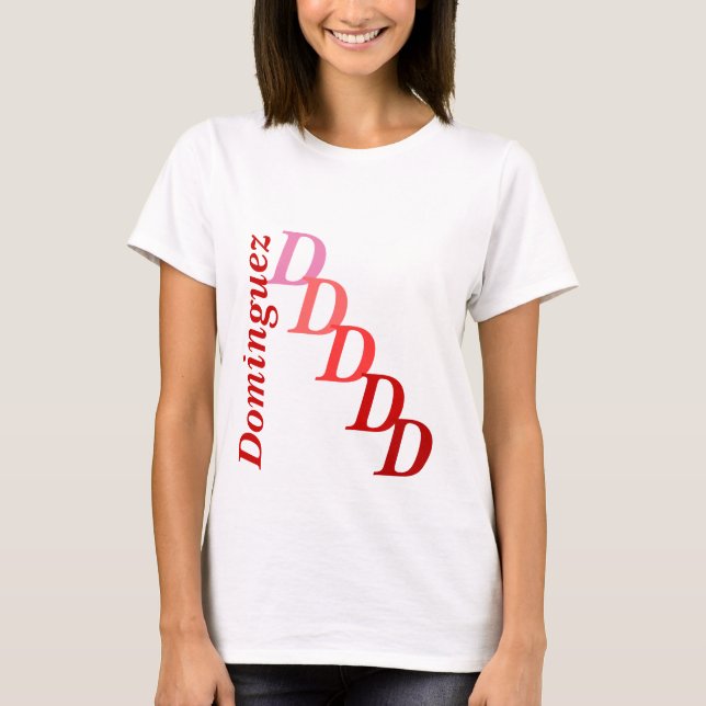 T - Shirt - Erste Schritte in Rot mit Nachname (Vorderseite)