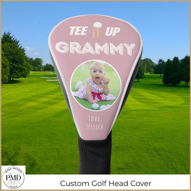 T-Shirt Es nach oben Grammy benutzerdefiniertes Fo Golf Headcover (Tee It Up Grammy Personalized Photo Pink Golf Head Cover with Child or Pet Photo, Name.)