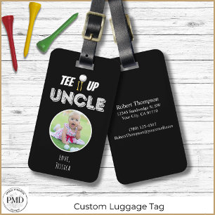T-Shirt es oben Uncle Custom Foto Vathers Day Blac Gepäckanhänger