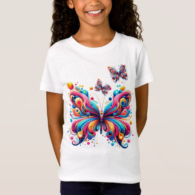 T- Shirt - Farbengeometrischer Schmetterling (Vorderseite)