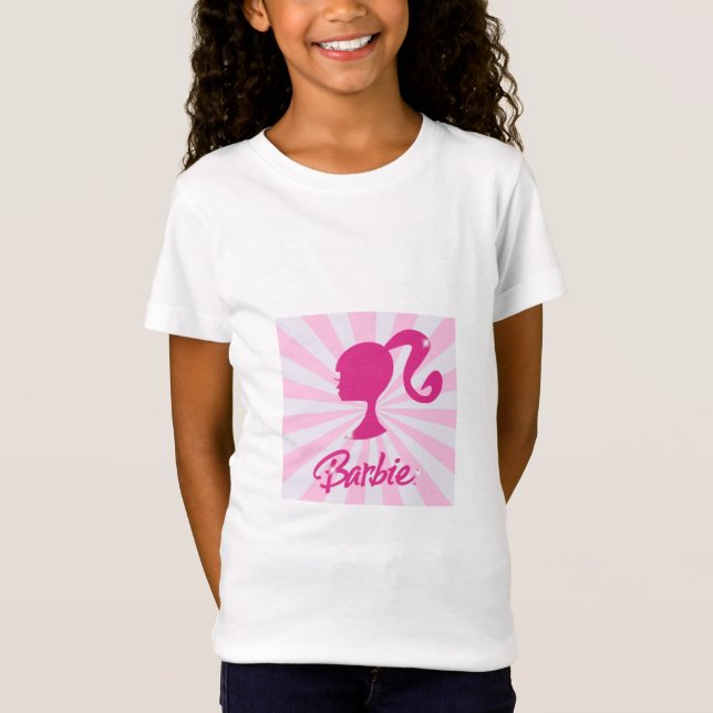 T - Shirt Fille Barbie Silhouette Rose - Style (Vorderseite)