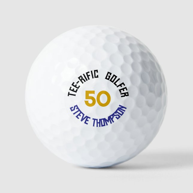 T-Shirt-fliegend 50. Geburtstag Personalisiert Golfball (Vorderseite)