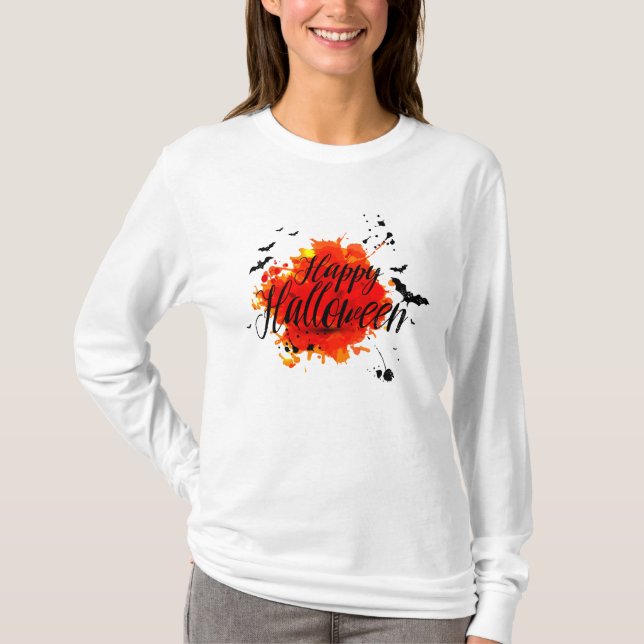 T - shirt Frau Blanc Manches lang Halloween (Vorderseite)