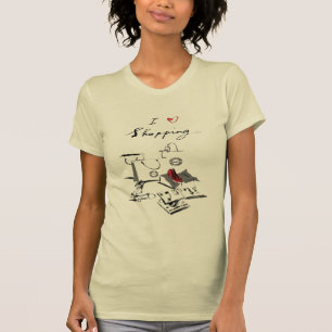 T-Shirt-Frau Jersey, dünne Sahne I love SHOPPING T-Shirt