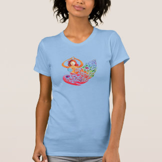 T-Shirt Frau mit Yoga-Meditation Regenbogen-Design