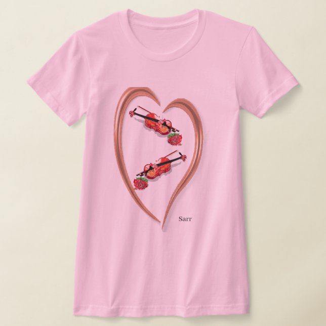 T - Shirt: Frauenherz Violine mit Rose T-Shirt (Ablage )