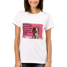 T - Shirt Funny Dog Print Warum Sie vorsichtig sei