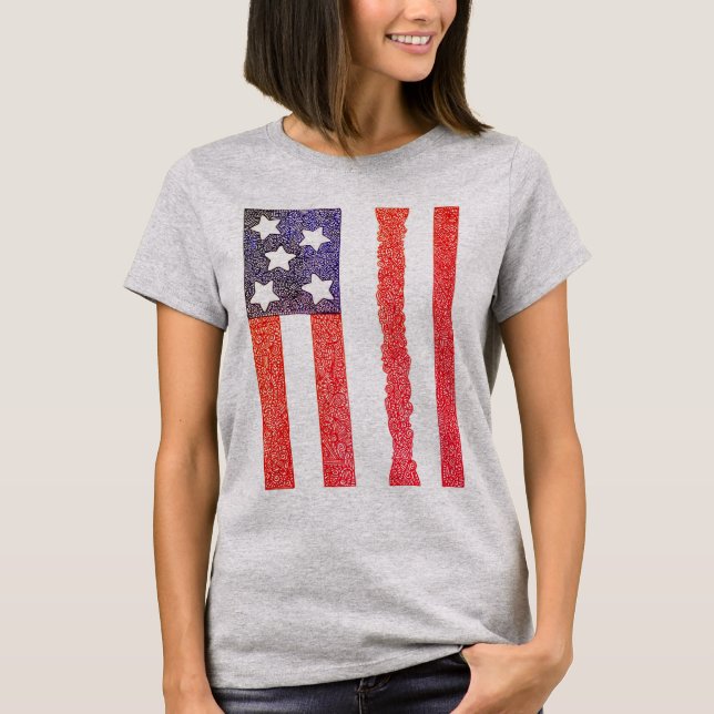 T - Shirt für amerikanische Flagge (vertikal) (Vorderseite)