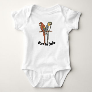 T-Shirt für Baby mit 'Born to Smile'-Papageien-Mot Strampler