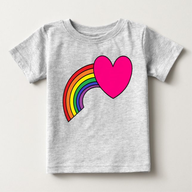 T - Shirt für Baby mit Regenbogen und Herzdesign (Vorderseite)
