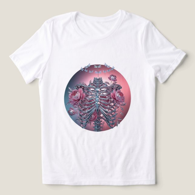 T-Shirt für Blumenschädel 🌸 Power 💀 Tri-Blend Shirt (Design Vorderseite)