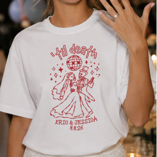 T-Shirt für Brautpaar mit Skelett-Motiv für die Ho