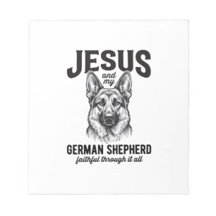 T-Shirt für Christen mit deutschem Schäferhund für Notizblock