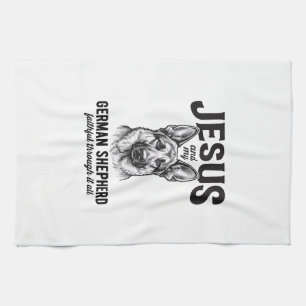 T-Shirt für Christen mit deutschem Schäferhund Geschirrtuch