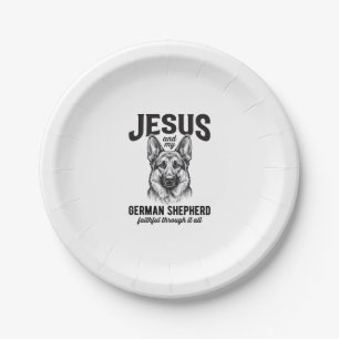 T-Shirt für Christen mit deutschem Schäferhund Pappteller