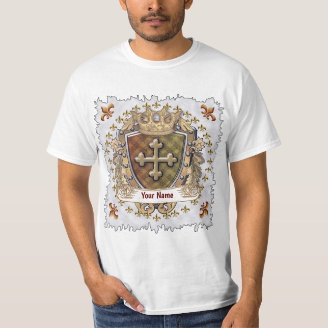 T - Shirt für den Namen des Cross Shield-Familienw (Vorderseite)