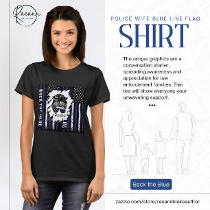 T - Shirt für die Blaue Linie der Polizei Ehefrau