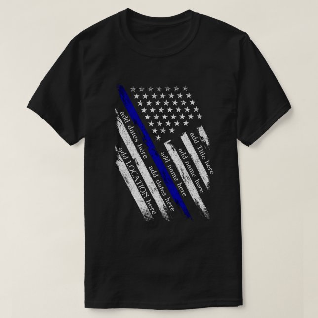 T - Shirt für die Flagge der US-Thin Blue Line (Design vorne)