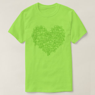 T - Shirt für die grüne Kontur des Schädelherzes
