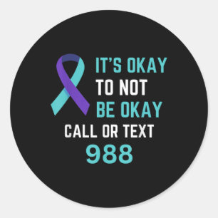 T-Shirt für die Selbstmordpräventions-Hotline 988 Runder Aufkleber