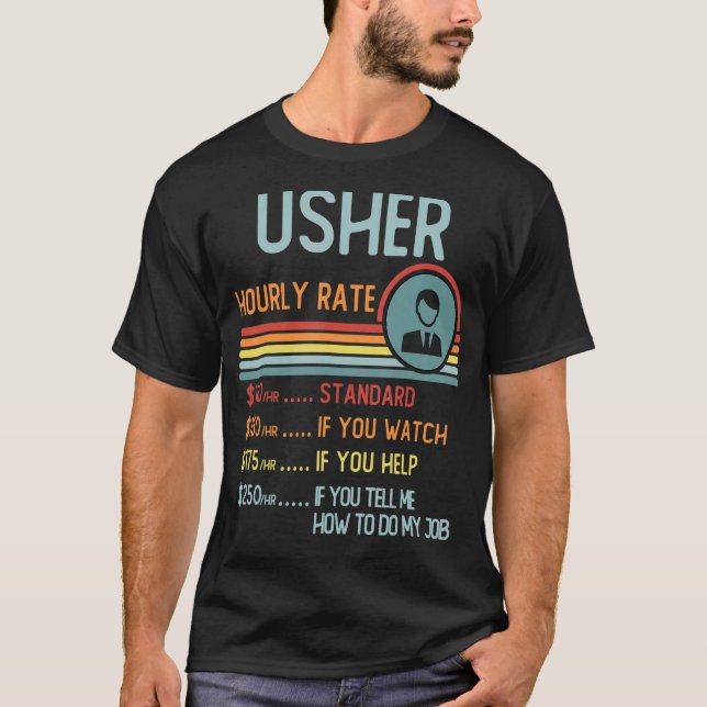 T - Shirt für die Stundensätze im Usher Rate Retro (Vorderseite)