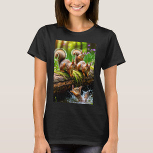 T-Shirt für Frauen mit spielenden Eichhörnchen im