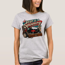 T-Shirt für Frauen mit Vintage-Vinyl-Schallplatte 