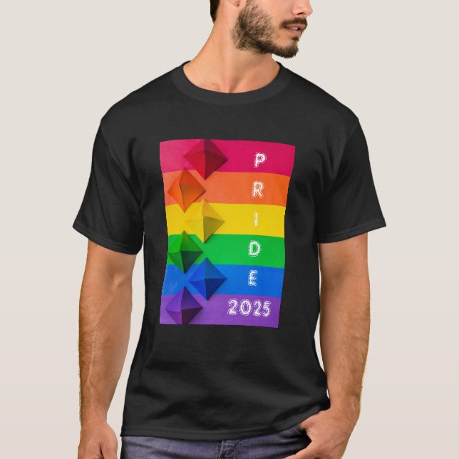 T - Shirt für geometrische Origami-Regenbogenfarbe (Vorderseite)