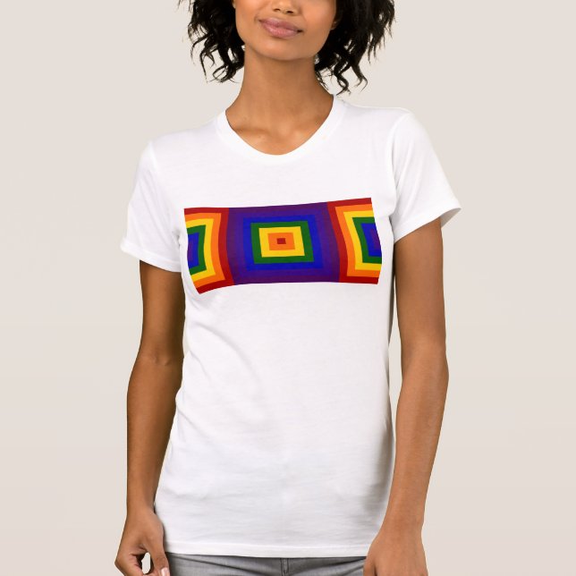 T - Shirt für geometrische Regenbogenquadrate (Vorderseite)