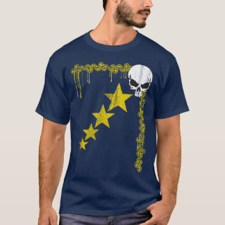 T - Shirt für gestörtes Schädel-/Sternmuster (Gelb