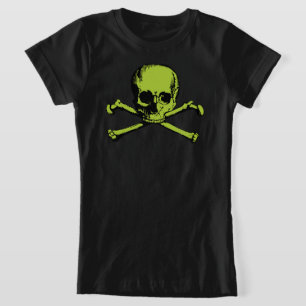 T - Shirt für grünen Schädel und Kreuzknochen