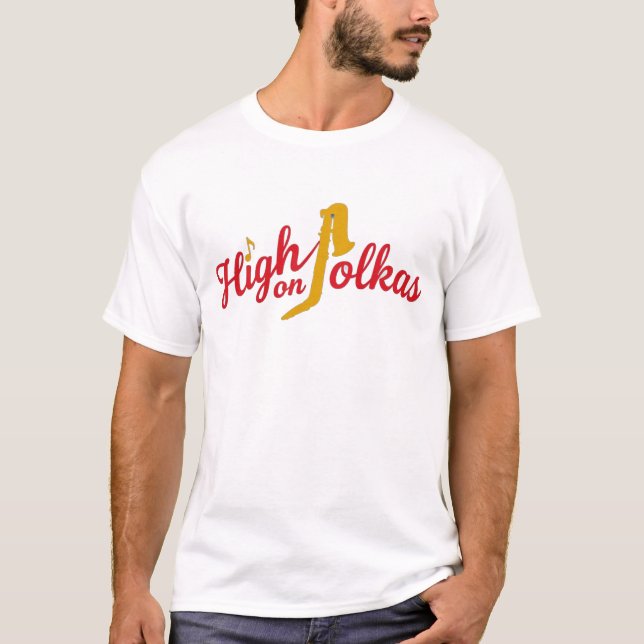 T-Shirt für Herren mit High on Polkas-Motiv (Vorderseite)