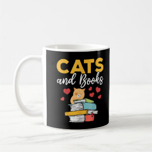 T - Shirt für Katzen und Bücher Kaffeetasse