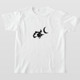 T-Shirt für Kinder - Hexe auf Besen, gruseliche Sp