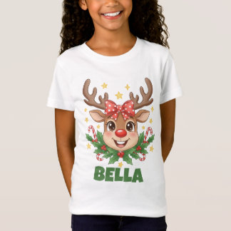 T-Shirt für Kinder mit individuellem Namen Rentier