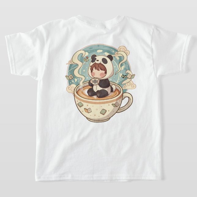 T-Shirt für Kinder mit Spielpanda-Kaffee-Motiv (AblageHinten)
