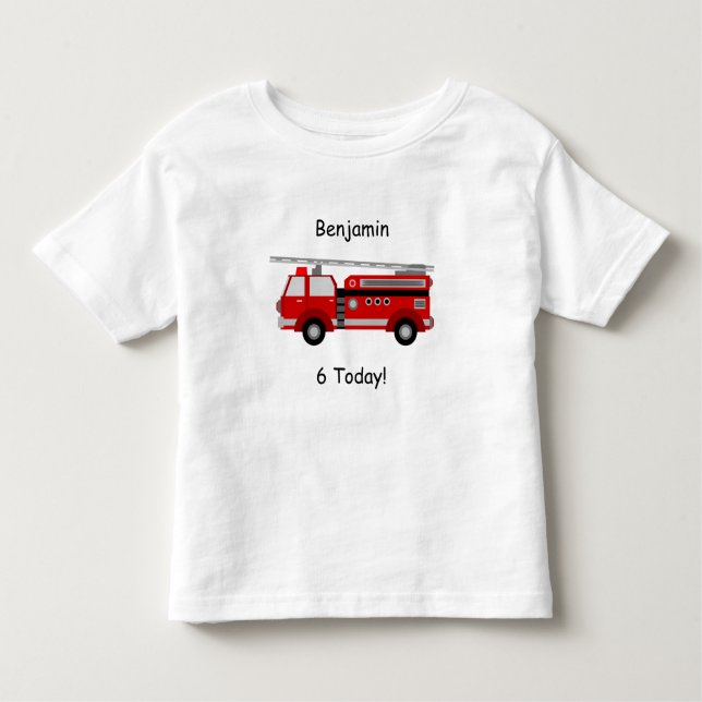 T - Shirt für Kleinkinderfeuer mit dem Namen & "6  (Vorderseite)