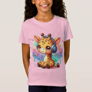 T - Shirt für Mädchen mit Niedlicher Giraffe-Illus