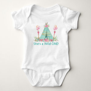 T-Shirt für Mädchen zum 1. Geburtstag mit Tipi Baby Strampler