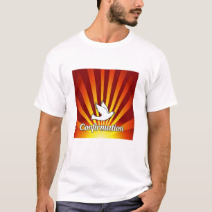T-Shirt für Männer, Firmung, Taube auf Rot