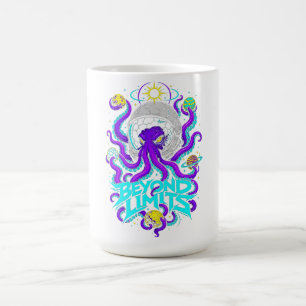 T-Shirt für Männer mit Grafik des kosmischen Oktop Kaffeetasse