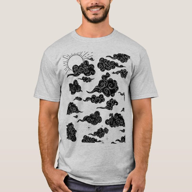 T-Shirt für Männer Wolken-Design (Vorderseite)
